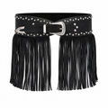 Blavique Studded Fringe Faux Leather Waist Belt