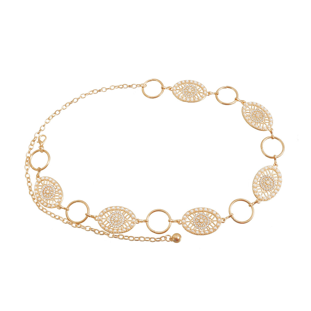 Blavique Gold Silver Tone Metal Waist Chain Belt for Women