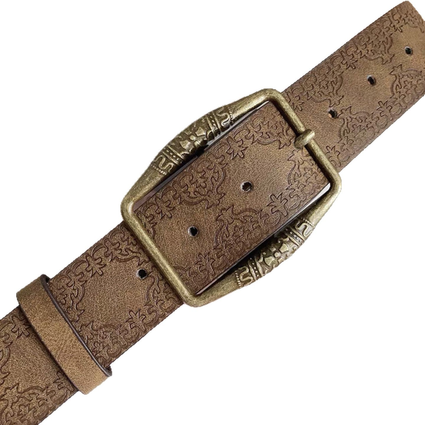 Blavique Brown Laser Engraved PU Leather Belt
