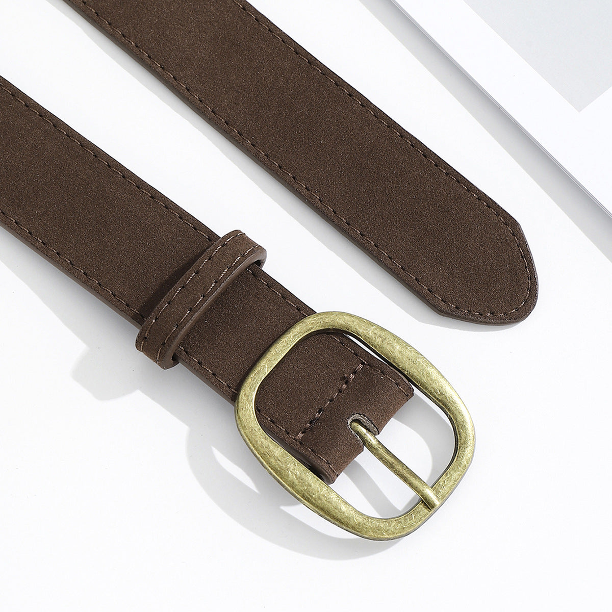 Blavique Brown PU Leather Belt with Metal Buckle