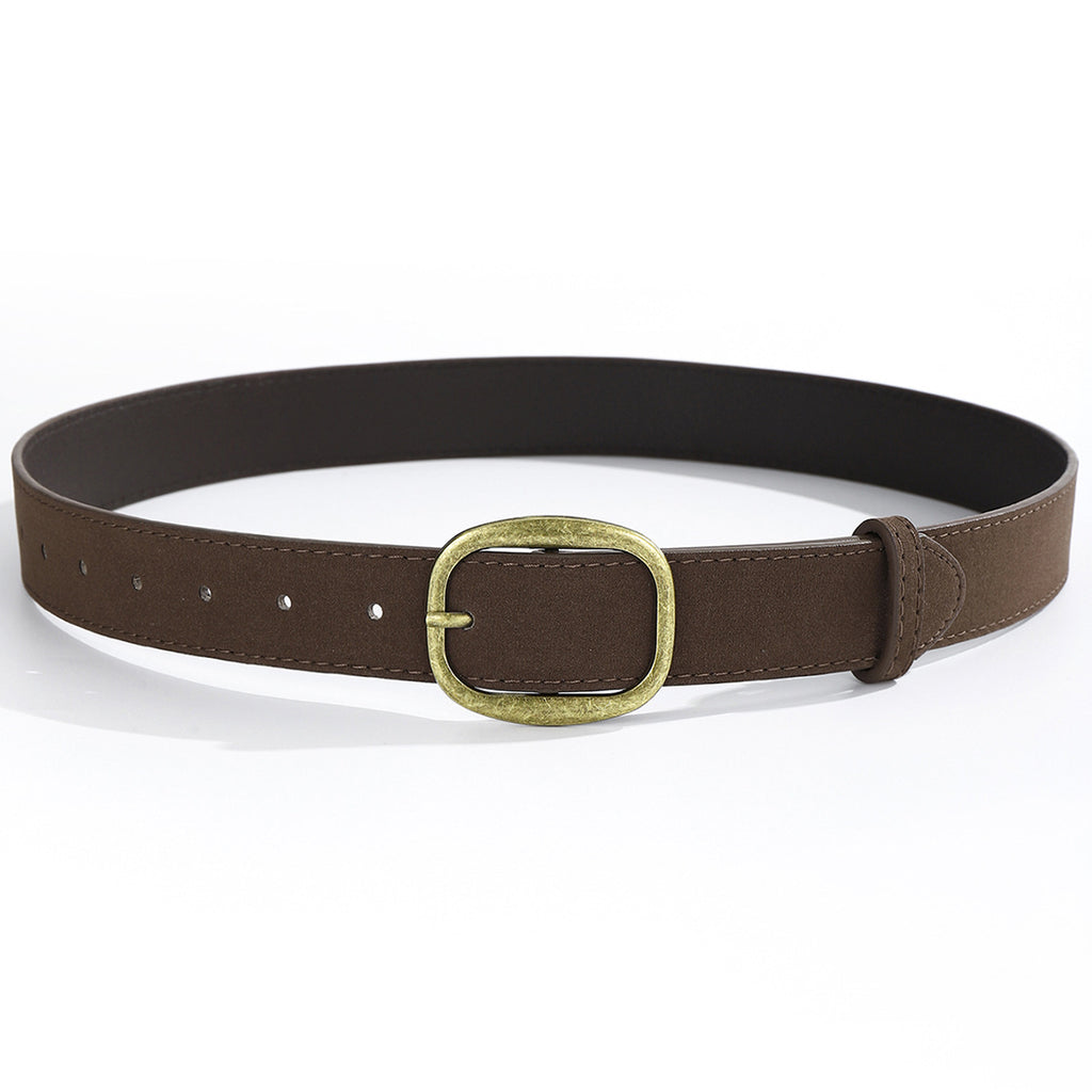 Blavique Brown PU Leather Belt with Metal Buckle