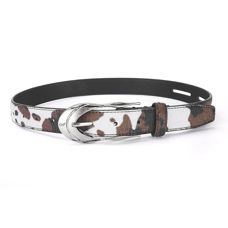 Blavique Leopard Print PU Leather Belt
