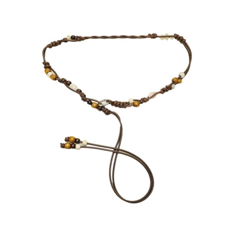 Blavique Brown Hand Woven Cotton Waist Belt