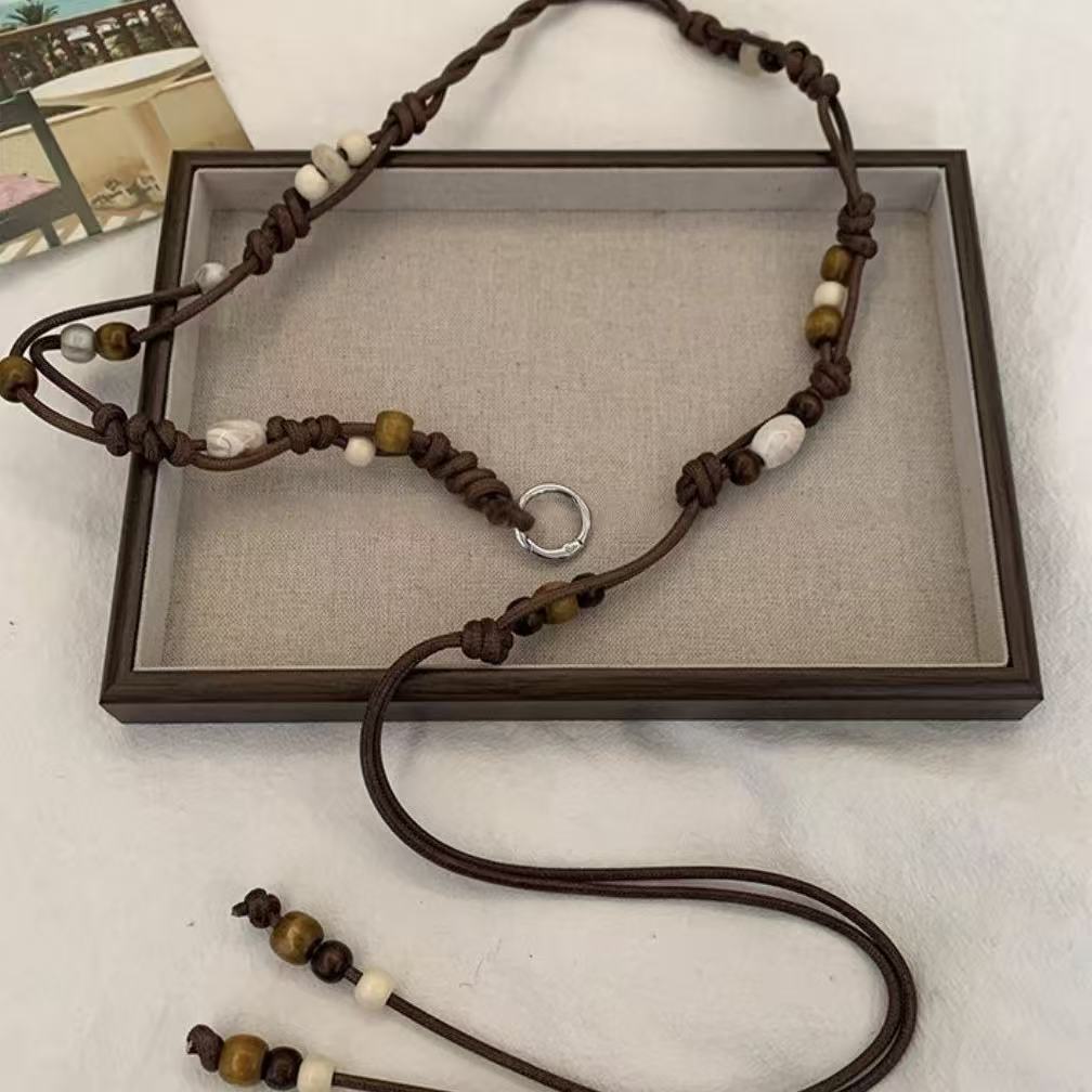 Blavique Brown Hand Woven Cotton Waist Belt