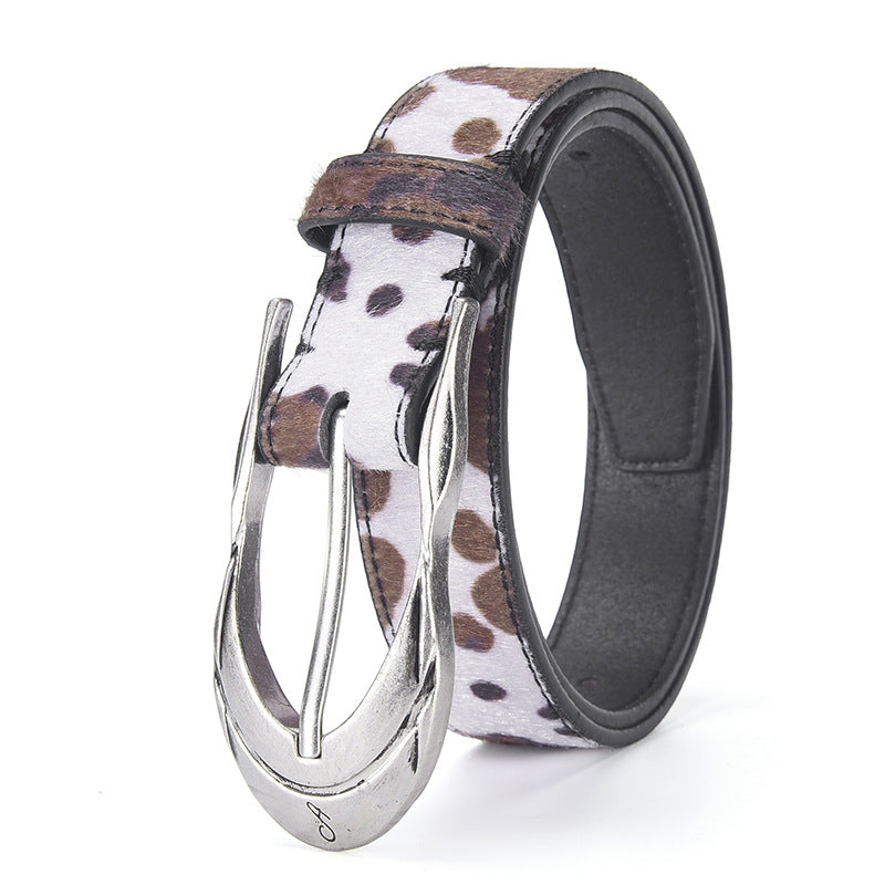Blavique Leopard Print PU Leather Belt