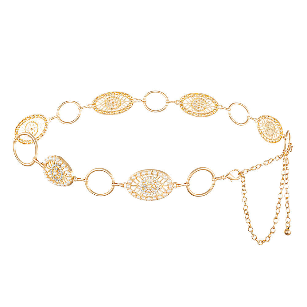 Blavique Gold Silver Tone Metal Waist Chain Belt for Women