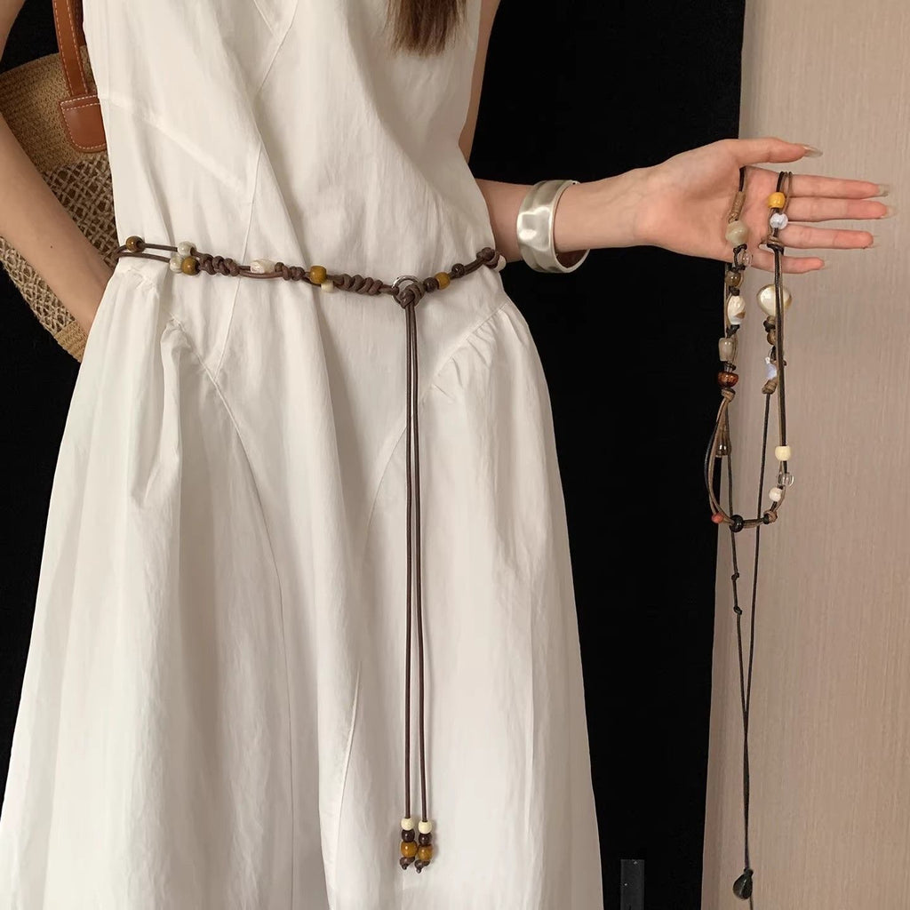 Blavique Brown Hand Woven Cotton Waist Belt