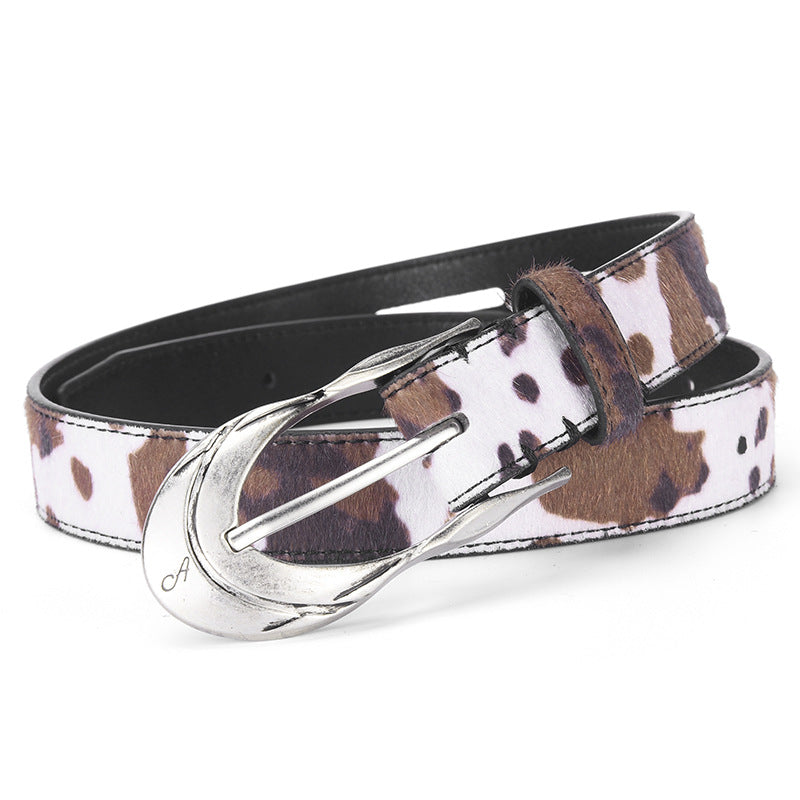 Blavique Leopard Print PU Leather Belt
